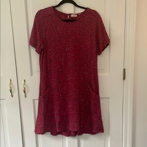 Fat Face Red and Black Patterned Dress